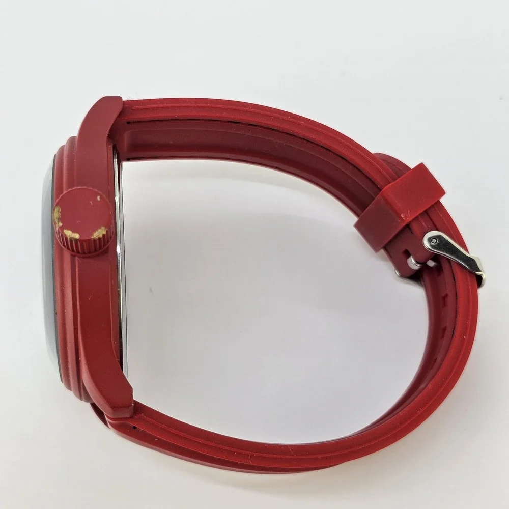 Raynell Men's Analog Watch 53MM Red Case Dial Red Plastic Bands New Battery